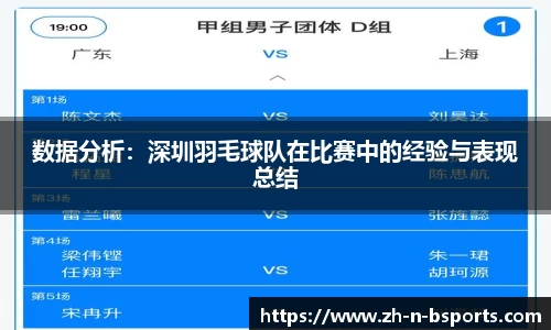数据分析:深圳羽毛球队在比赛中的经验与表现总结